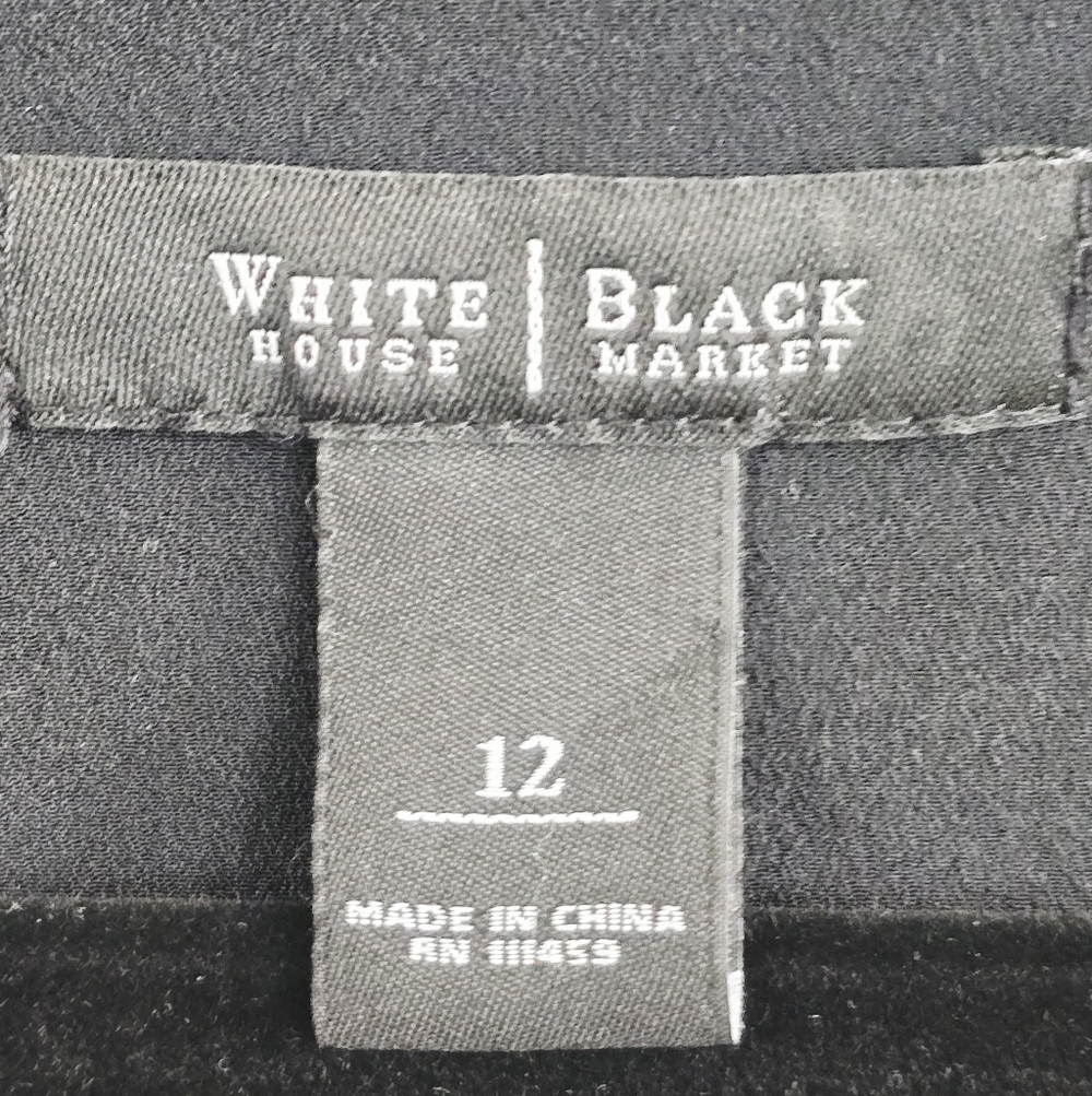 White House Black Market  Black and Cream Striped Midi Dress - Picture 6 of 7